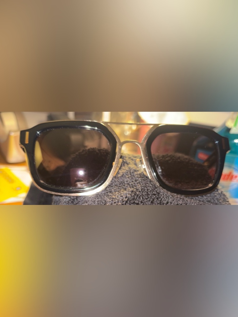 Pre-owned Grey Ant Notizia sunglasses in the Black Acetate & Gold inlay’s